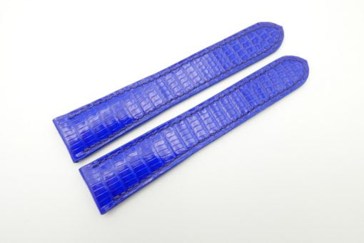 20.8mm/18mm Electric Blue Genuine Lizard Skin Leather Deployment Strap for Cartier #WT1999