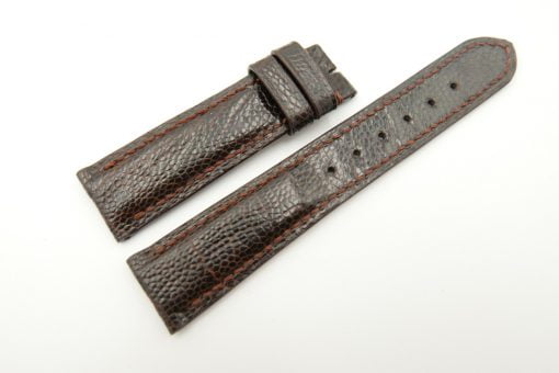 20mm/18mm Dark Brown Genuine OSTRICH Skin Leather Watch Strap #WT2361