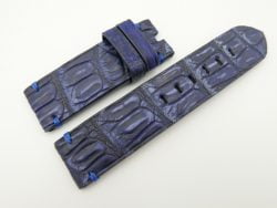 24mm/24mm Dark Blue Genuine Nubuck Crocodile Skin Leather Watch Strap for PANERAI #WT2281