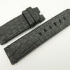 24mm/24mm Black Genuine Nubuck Crocodile Skin Leather Watch Strap for PANERAI #WT2287