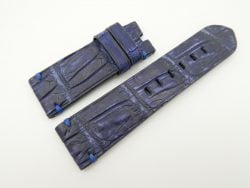 26mm/24mm Dark Blue Genuine Nubuck Crocodile Skin Leather Watch Strap for PANERAI #WT2300