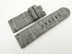 26mm/24mm Grey Genuine Nubuck Crocodile Skin Leather Watch Strap for PANERAI #WT2301