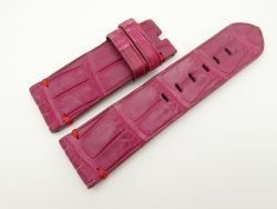 26mm/24mm Red Prune Genuine Nubuck Crocodile Skin Leather Watch Strap for PANERAI #WT2305