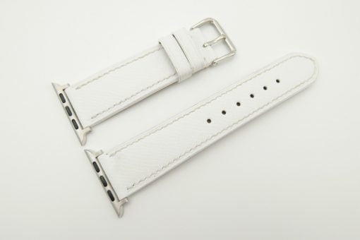 22mm/20mm White Genuine EPSOM Calf Leather Watch Strap for Apple Watch 42mm #WT2378