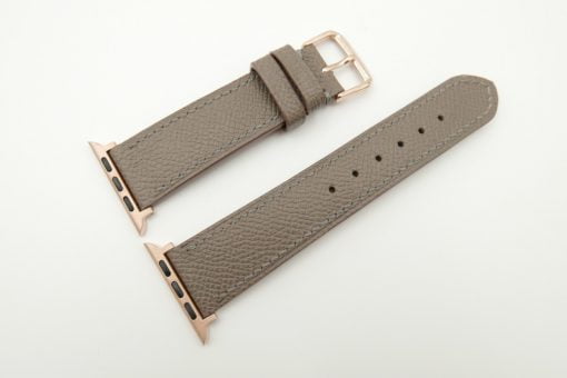 22mm/20mm Light Brown Genuine EPSOM Calf Leather Watch Strap for Apple Watch 42mm #WT2381