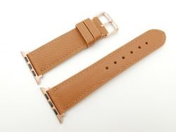 22mm/20mm Honey Brown Genuine EPSOM Calf Leather Watch Strap for Apple Watch 42mm #WT2382