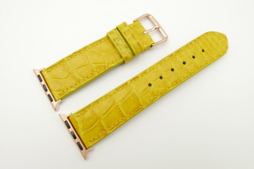 22mm/20mm Yellow Genuine CROCODILE Leather Watch Strap for Apple Watch 38mm #WT2393