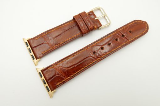 22mm/20mm Red Brown Genuine CROCODILE Leather Watch Strap for Apple Watch 38mm #WT2394