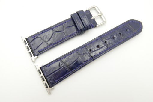 READ - 22mm/20mm Dark Blue Genuine CROCODILE Leather Watch Strap for Apple Watch 38mm #WT2395