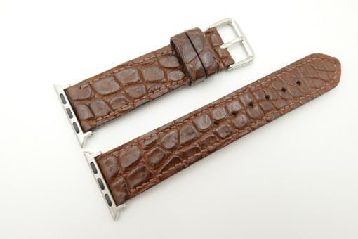 22mm/20mm Brown Genuine CROCODILE Leather Watch Strap for Apple Watch 38mm #WT2396