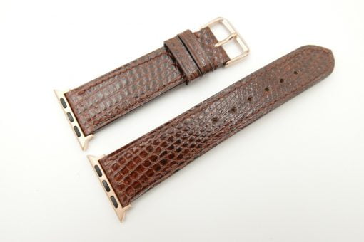 22mm/20mm Brown Genuine LIZARD Leather Watch Strap for Apple Watch 38mm #WT2397