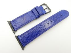 22mm/20mm Cobalt Blue Genuine Ostrich Leather Watch Strap for Apple Watch 38mm #WT2402