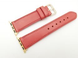 22mm/20mm Light Red Genuine Vegtan Calf Leather Watch Strap for Apple Watch 38mm #WT2407
