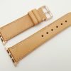 22mm/20mm Beige Genuine Vegtan Calf Leather Watch Strap for Apple Watch 38mm #WT2408