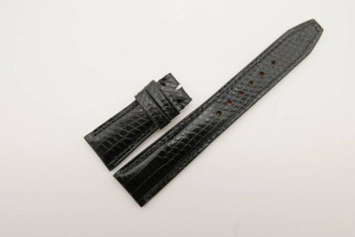 22mm/18mm Black Genuine Lizard Skin Leather Deployment Strap For IWC #WT2749