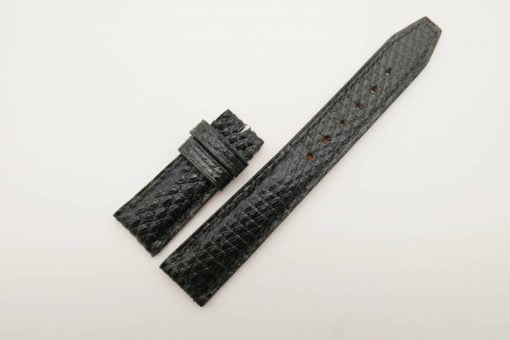 20mm/18mm Black Genuine Lizard Leather Deployment Strap for IWC Watch #WT2770