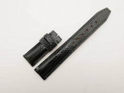 20mm/18mm Black Genuine Lizard Leather Deployment Strap for IWC Watch #WT2771