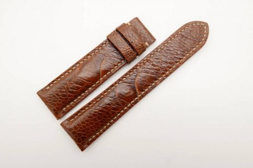 23mm/21mm Red Brown Genuine Ostrich Skin Leather Watch Strap #WT2837