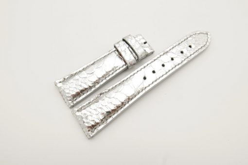 22mm/18mm Silver Genuine Python Skin Leather Watch Strap #WT2882