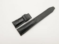 22mm/18mm Black Genuine Lizard Skin Leather Deployment Strap For IWC #WT2907