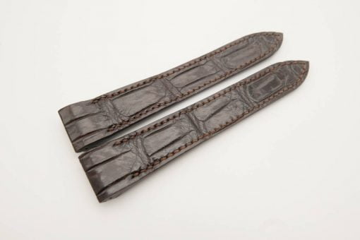 20mm Dark Brown Genuine Crocodile Skin Leather Watch Strap for Cartier Santos #WT2946