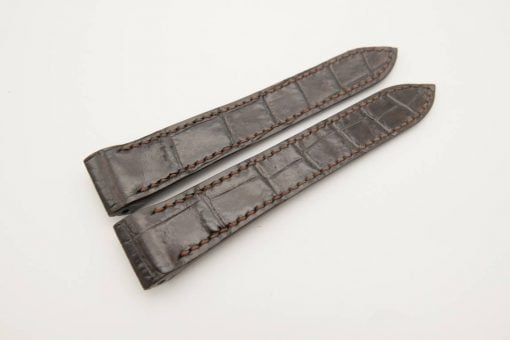 20mm Dark Brown Genuine Crocodile Skin Leather Watch Strap for Cartier Santos #WT2947
