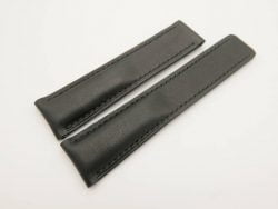 22mm/20mm Black Genuine Vegtan CALF Skin Deployment strap for Breitling #WT3019