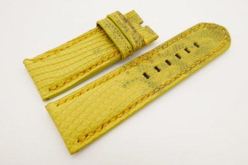 26mm/26mm Yellow Genuine Lizard Skin Leather Watch Strap for PANERAI #WT3125