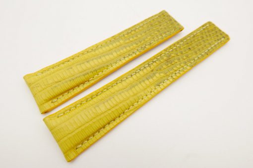 22mm/18mm Yellow Genuine Lizard Skin Deployment strap for Breitling #WT3146