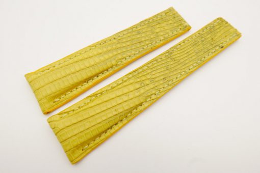 22mm/18mm Yellow Genuine Lizard Skin Deployment strap for Breitling #WT3147