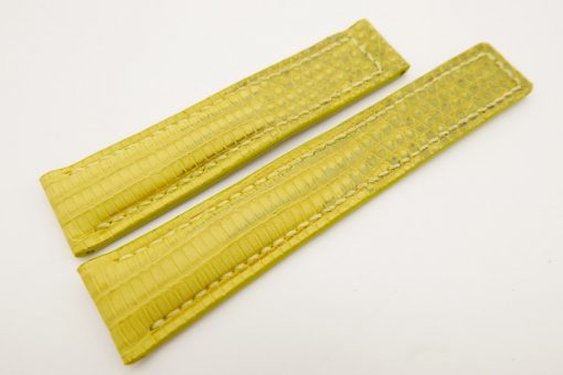 19mm/18mm Yellow Genuine LIZARD Skin Leather Deployment Strap for TAG HEUER #WT3208