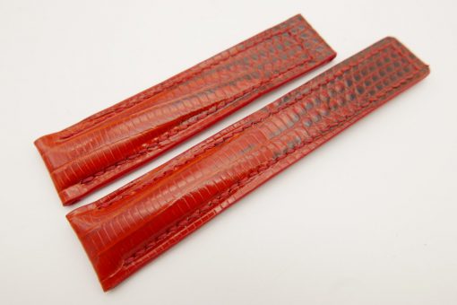19mm/18mm Red Genuine LIZARD Skin Leather Deployment Strap for TAG HEUER #WT3209