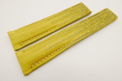 20mm/18mm Yellow Genuine LIZARD Skin Leather Deployment Strap for Tag Heuer #WT3223