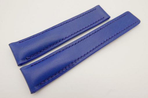 20mm/18mm Blue Genuine Vegtan CALF Skin Deployment strap for Breitling #WT3243
