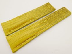 22mm/20mm Yellow Genuine LIZARD Skin Deployment strap for Breitling #WT3260