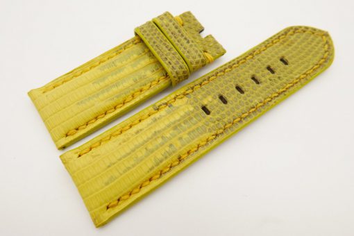 26mm/26mm Yellow Genuine Lizard Skin Leather Watch Strap Stonewash for PANERAI #WT3267