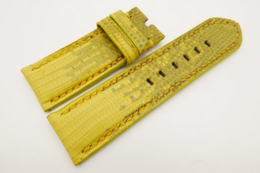 26mm/26mm Yellow Genuine Lizard Skin Leather Watch Strap Stonewash for PANERAI #WT3268