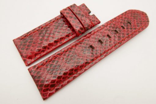 26mm/26mm Red Genuine Python Skin Leather Watch Strap for PANERAI #WT3282