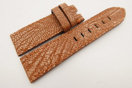 24mm/22mm Light Brown Genuine OSTRICH Skin Leather Watch Strap Stonewash for Panerai #WT3302