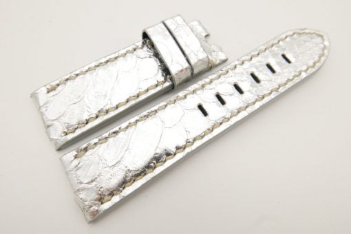 24mm/22mm Silver Genuine PYTHON Skin Leather Watch Strap for Panerai #WT3325