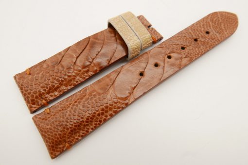 20mm/18mm Light Brown Genuine OSTRICH Skin Leather Watch Strap #WT3364