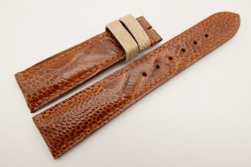 20mm/18mm Light Brown Genuine OSTRICH Skin Leather Watch Strap #WT3365