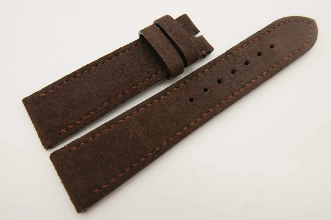 22mm/20mm Dark Brown Genuine Suede Leather Watch strap #WT3392