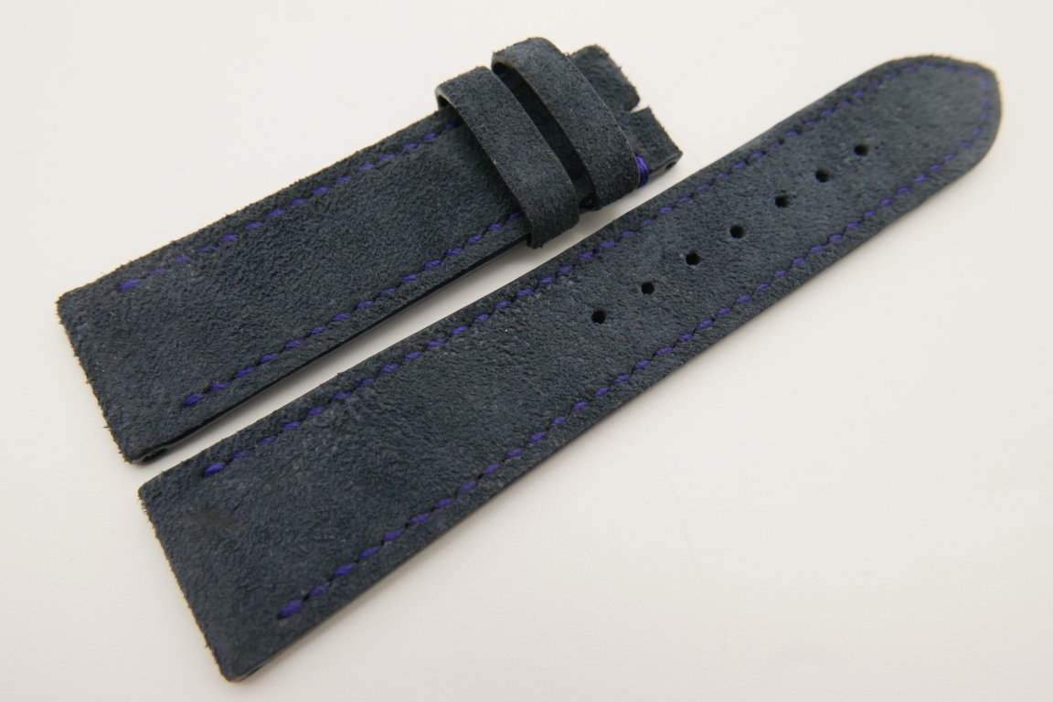 22mm/20mm Dark Navy Blue Genuine Suede Leather Watch strap #WT3399