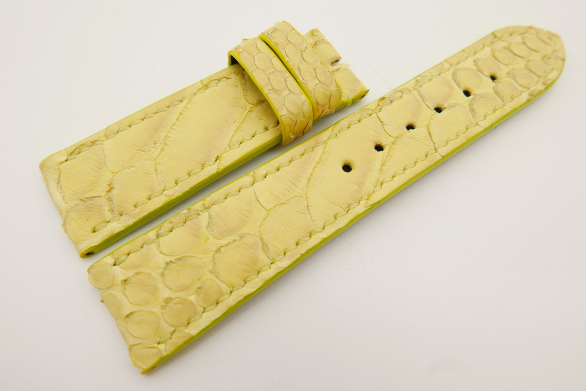 22mm/20mm Yellow Genuine PYTHON Skin Leather Watch Strap #WT3411