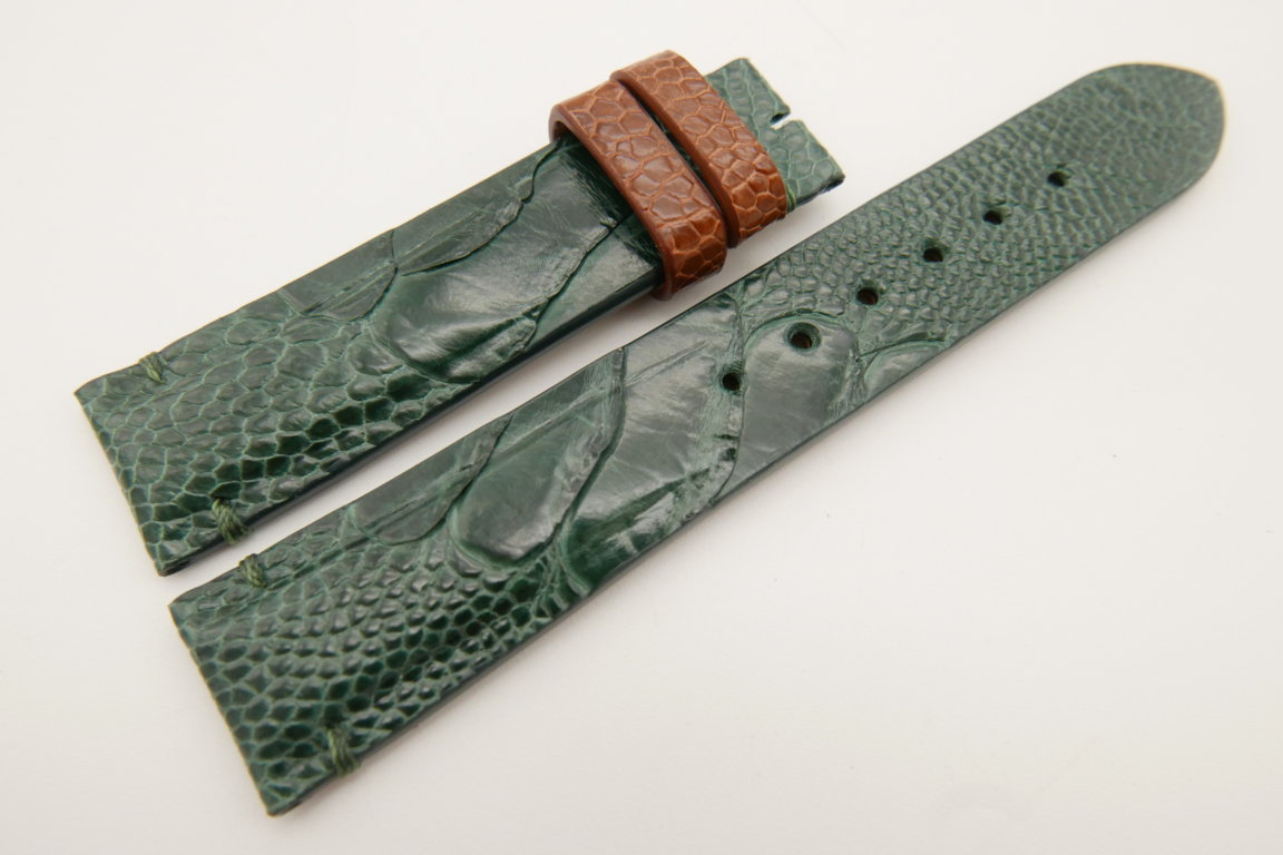 20mm/18mm Green Genuine OSTRICH Skin Leather Watch Strap #WT3450