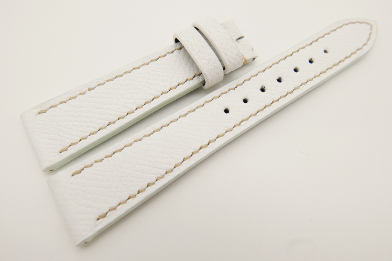 20mm/16mm White Genuine EPSOM Calf Leather Watch Strap #WT3480