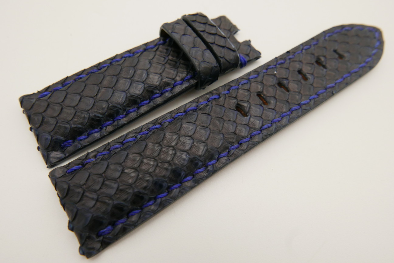 24mm/22mm Dark Blue Genuine PYTHON Skin Leather Watch Strap for Panerai #WT3526