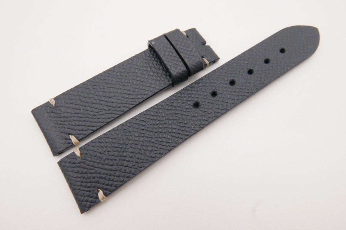20mm/18mm Dark Navy Blue Genuine EPSOM CALF Skin Leather Watch Strap #WT3555