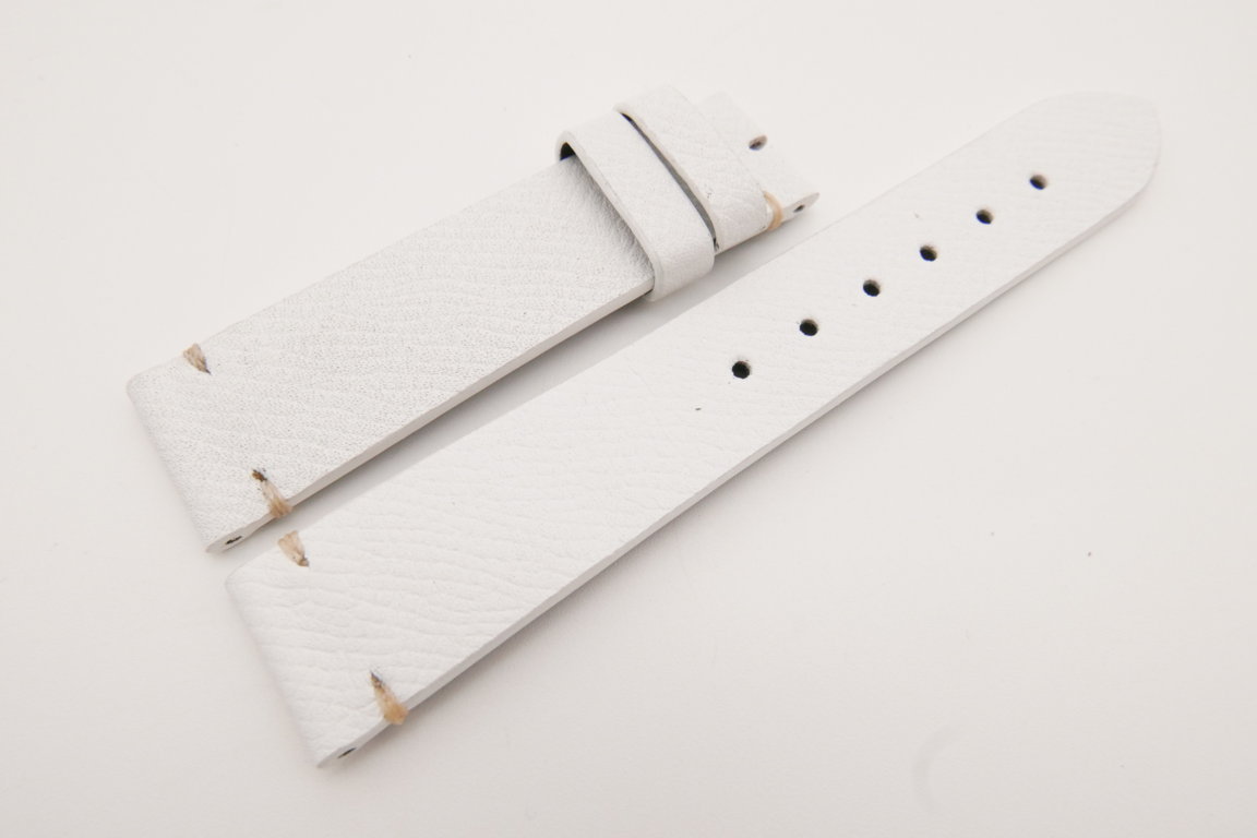 20mm/18mm White Genuine EPSOM CALF Skin Leather Watch Strap #WT3572